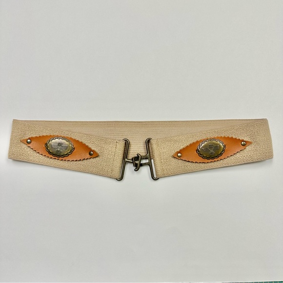Vintage women’s stretch belt with faux leather and thunderbird details - Picture 4 of 7